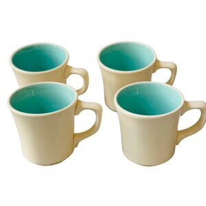 Set Of 4 Vintage Taylor Mugs With Turquoise Interior Made In USA
